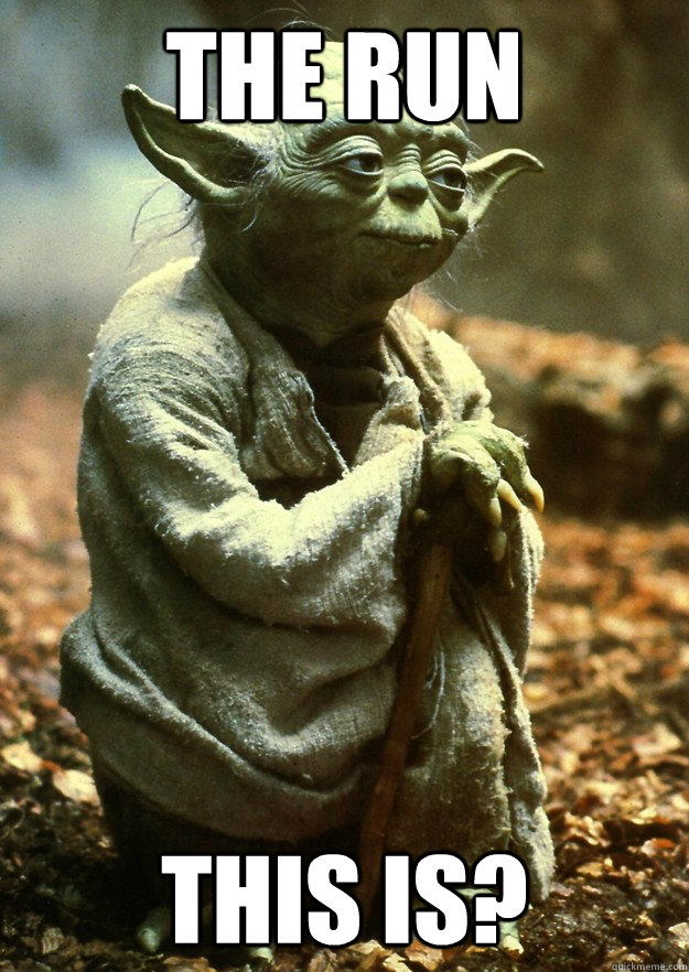 THE RUN THIS IS?  Yoda