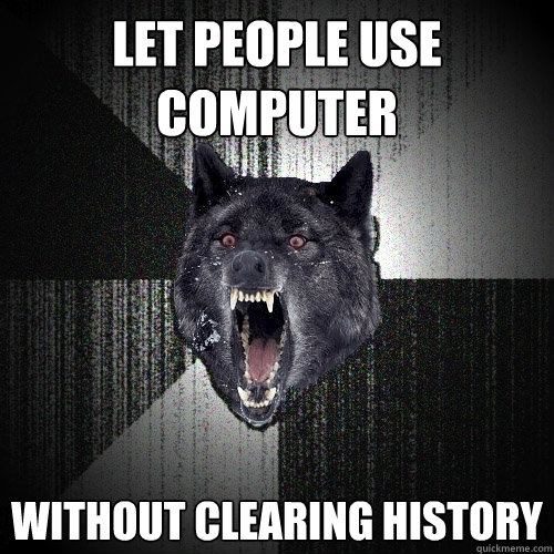 Let people use computer without clearing history  Insanity Wolf