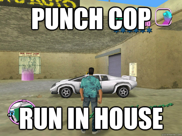 Punch cop Run in house  GTA LOGIC