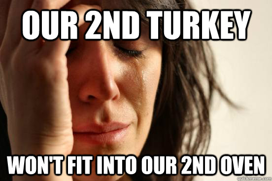 Our 2nd Turkey won't fit into our 2nd Oven  First World Problems