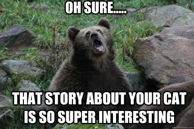 Oh sure..... That story about your cat is so super interesting - Oh sure..... That story about your cat is so super interesting  Sarcastic Bear