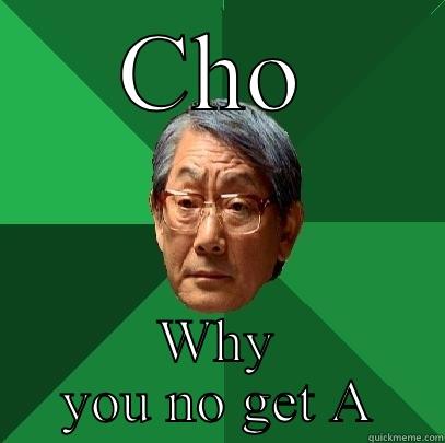 CHO WHY YOU NO GET A High Expectations Asian Father