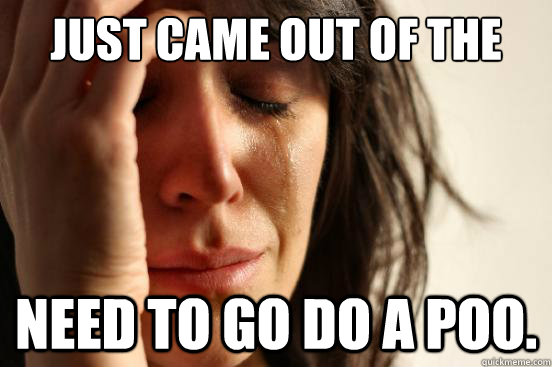 Just came out of the shower need to go do a poo.  First World Problems