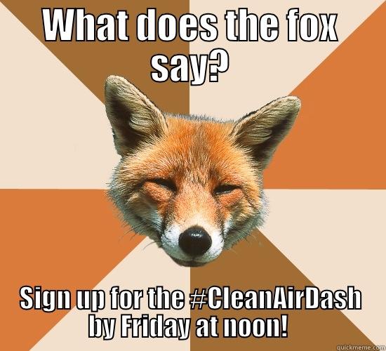 Ring-ding-ding-ding!  - WHAT DOES THE FOX SAY? SIGN UP FOR THE #CLEANAIRDASH BY FRIDAY AT NOON!  Condescending Fox