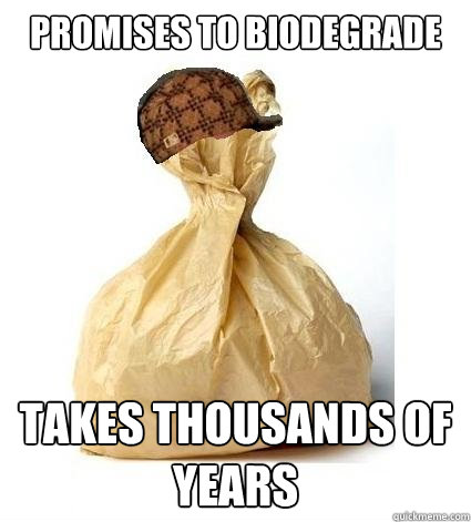 Promises to biodegrade takes thousands of years  