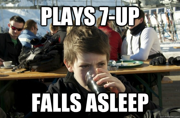 plays 7-up falls asleep - plays 7-up falls asleep  Lazy Elementary School Kid