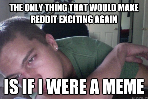 The only thing that would make reddit exciting again Is if I were a meme  Hardcore Redditor