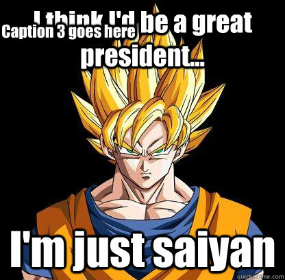 I think I'd be a great president... I'm just saiyan Caption 3 goes here  