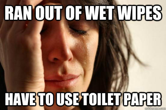 ran out of wet wipes have to use toilet paper  First World Problems