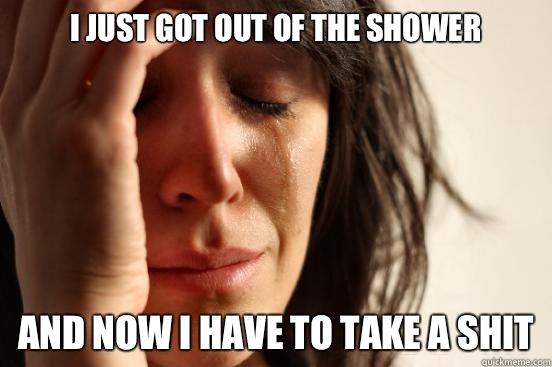 I JUST GOT OUT OF THE SHOWER AND NOW I HAVE TO TAKE A SHIT  First World Problems