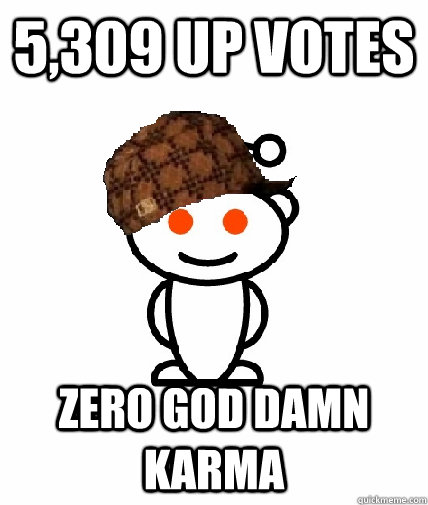 5,309 up votes ZERO GOD DAMN KARMA  Scumbag Redditor