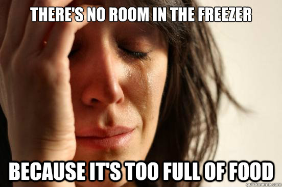 There's no room in the freezer because it's too full of food  First World Problems