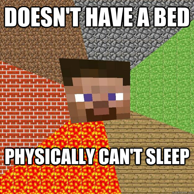 doesn't have a bed physically can't sleep - doesn't have a bed physically can't sleep  Minecraft