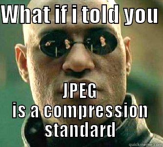WHAT IF I TOLD YOU  JPEG IS A COMPRESSION STANDARD Matrix Morpheus