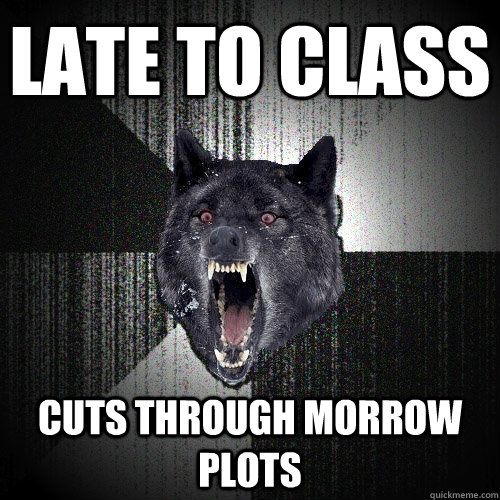 Late to class cuts through morrow plots  Insanity Wolf