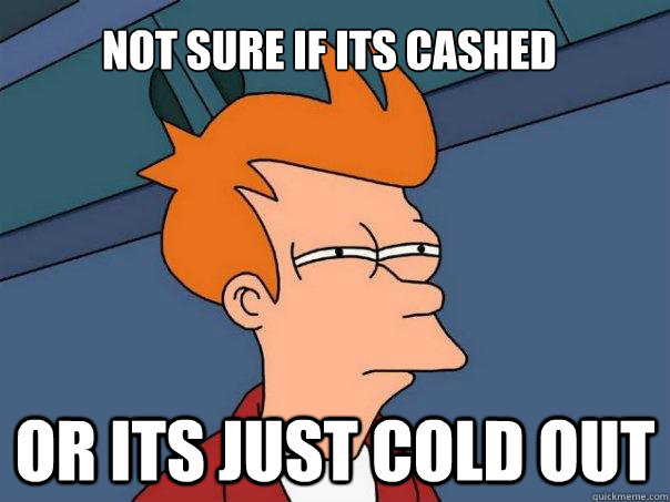 NOT sure if its cashed Or its just cold out  Futurama Fry