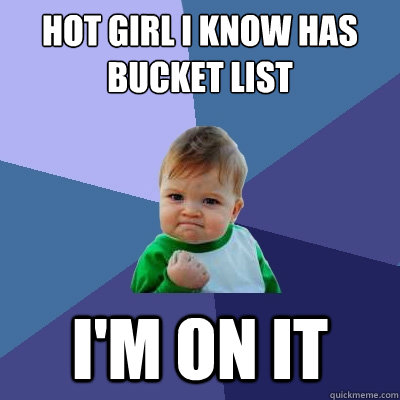 Hot girl I know has bucket list I'm on it  Success Kid