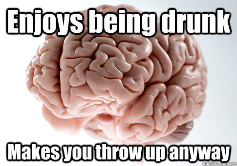 Enjoys being drunk Makes you throw up anyway   Scumbag Brain