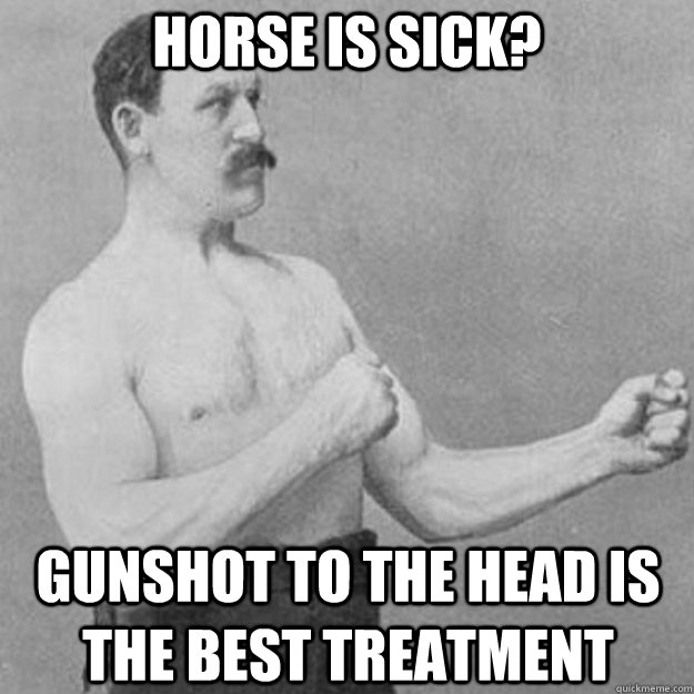 Horse is sick? Gunshot to the head is the best treatment  overly manly man