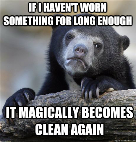 If I haven't worn something for long enough It magically becomes clean again  Confession Bear