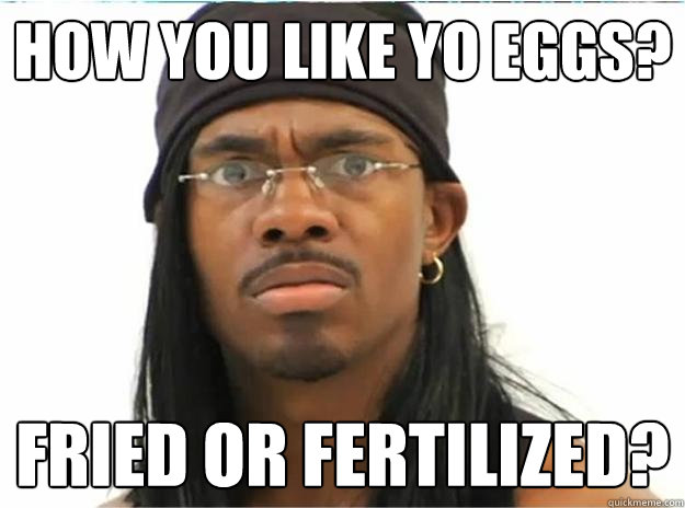 How you like yo eggs? Fried or fertilized?  