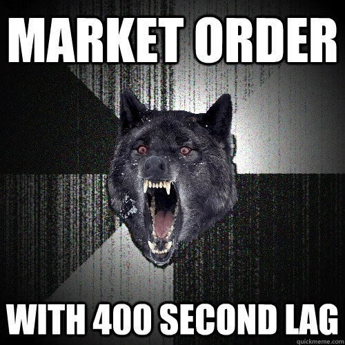 Market order   with 400 second lag - Market order   with 400 second lag  Insanity Wolf