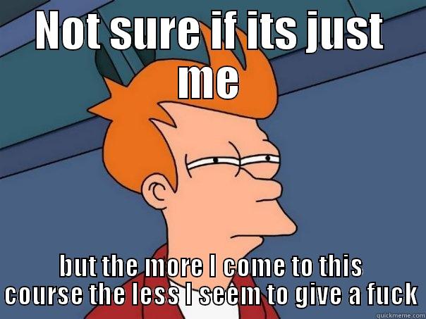 give a hoot - NOT SURE IF ITS JUST ME BUT THE MORE I COME TO THIS COURSE THE LESS I SEEM TO GIVE A FUCK Futurama Fry