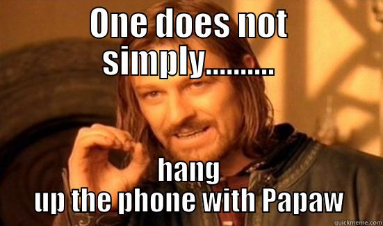 ONE DOES NOT SIMPLY.......... HANG UP THE PHONE WITH PAPAW Boromir