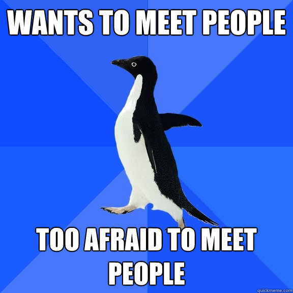 Wants to meet people Too afraid to meet people  Socially Awkward Penguin