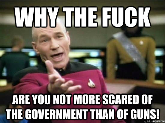 Why the fuck are you not more scared of the government than of guns!  Annoyed Picard HD
