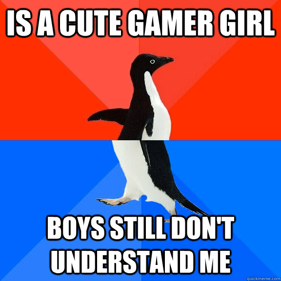 Is a cute gamer girl Boys still don't understand me  Socially Awesome Awkward Penguin