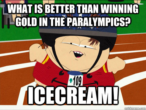 what is better than winning  gold in the paralympics? Icecream!  