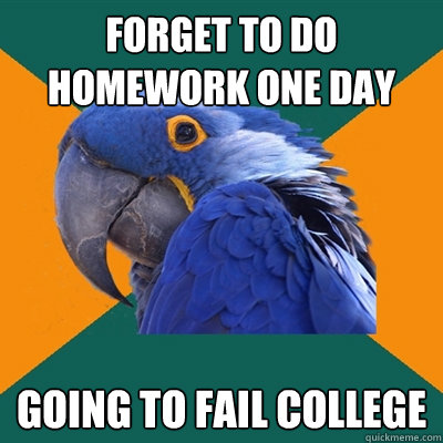 forget to do homework one day Going to fail college  Paranoid Parrot