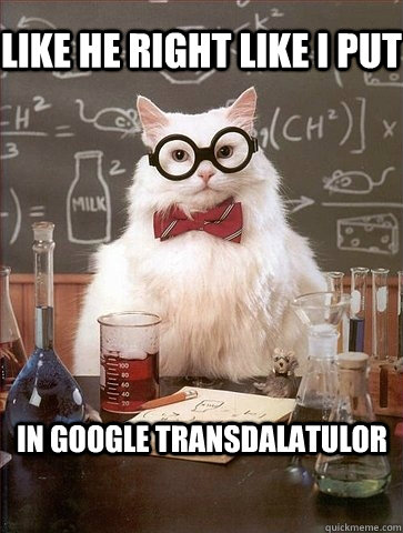 like he right like i put in google transdalatulor  Chemistry Cat