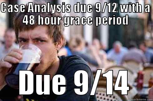 CASE ANALYSIS DUE 9/12 WITH A 48 HOUR GRACE PERIOD DUE 9/14 Lazy College Senior