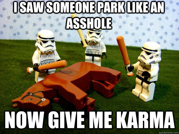 I saw someone park like an asshole Now Give me karma  Beating A Dead Horse