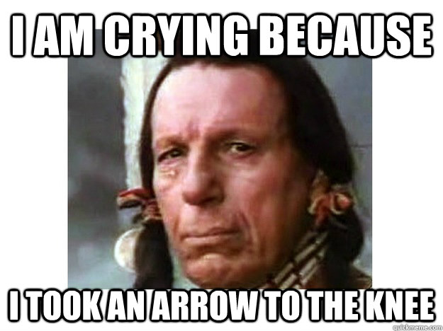 i am crying because i took an arrow to the knee  Iron Eyes Cody
