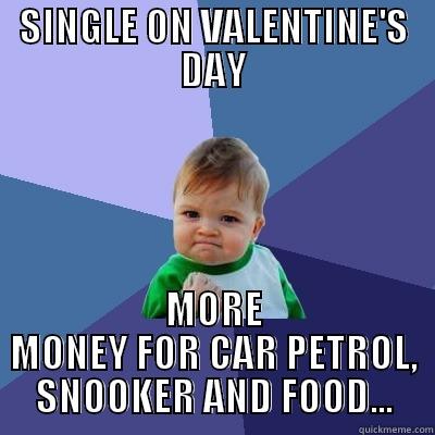 SINGLE ON VALENTINE'S DAY MORE MONEY FOR CAR PETROL, SNOOKER AND FOOD... Success Kid