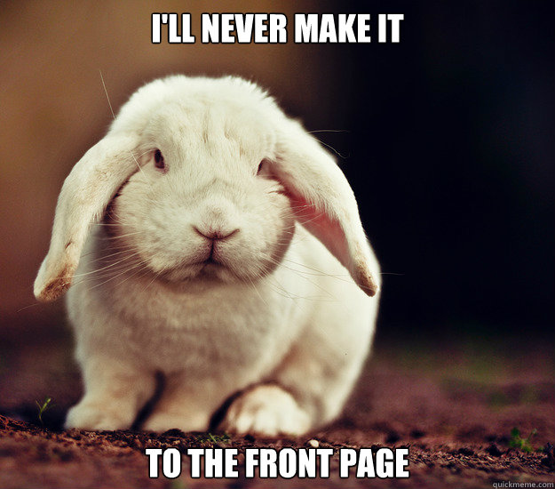 I'll never make it to the front page - I'll never make it to the front page  Sad Bunny