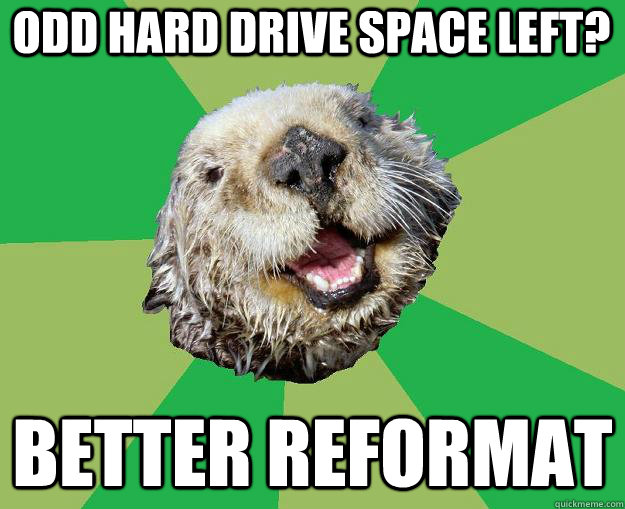 Odd Hard drive space left? Better Reformat  OCD Otter