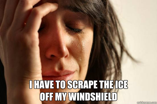  i have to scrape the ice
off my windshield  First World Problems