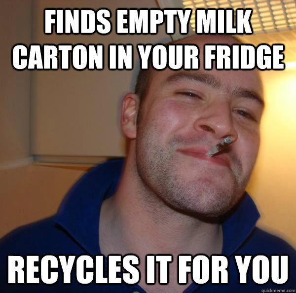 Finds empty milk carton in your fridge recycles it for you - Finds empty milk carton in your fridge recycles it for you  Misc