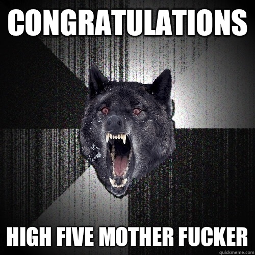 Congratulations High Five Mother Fucker  Insanity Wolf