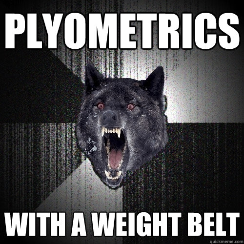 Plyometrics with a weight belt  Insanity Wolf