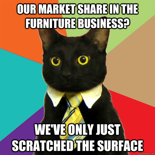 our market share in the furniture business?  we've only just        scratched the surface  - our market share in the furniture business?  we've only just        scratched the surface   Business Cat