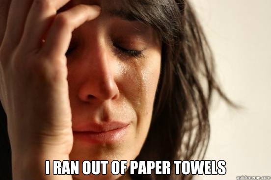  I ran out of paper towels  First World Problems