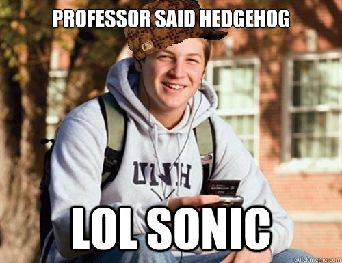 Professor said hedgehog lol sonic  College Freshman