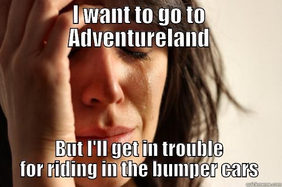 I WANT TO GO TO ADVENTURELAND BUT I'LL GET IN TROUBLE FOR RIDING IN THE BUMPER CARS First World Problems