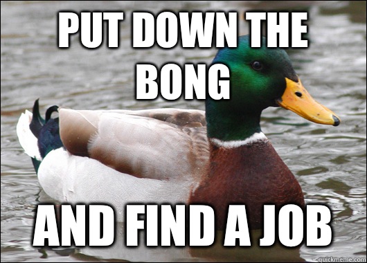 Put down the bong And find a job - Put down the bong And find a job  Actual Advice Mallard