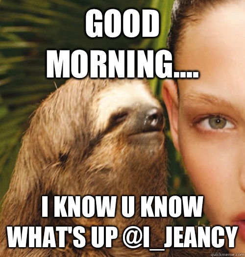 Good Morning.... I know u know what's up @i_jeancy  Whispering Sloth